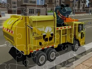 Dive into the Fun: Cartoon Garbage Trucks Jigsaw Game